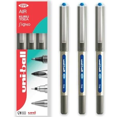 Abbildung von uni ball Eye UB 157 Tintenroller, 0,7 mm Spitze, in Geschenkverpackung, Hellblau, 3 Stück