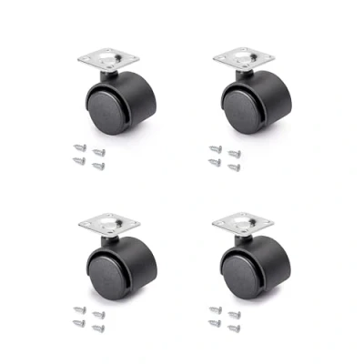 Abbildung von Emuca 2036817 Set 4 Stk. schwarze Lenkrollen für Möbel ohne Bremse Diameter 30mm mit Anschraubplatte und Kugellager