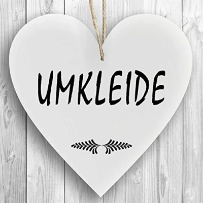 Abbildung von Herzschild Holzherz Holzschild 16 x cm Umkleide weiß Dekoschild Wandschild Schild Holz Garderobe