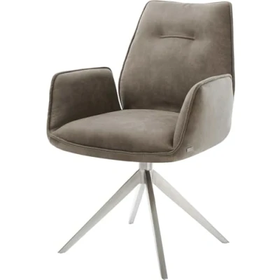 Abbildung von Drehstuhl Zoa Flex Mikrofaser Taupe Vintage Kreuzgestell breit Edelstahl 360 drehbar Wippfunktion Taschenfederkern