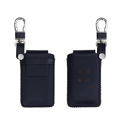 Abbildung von kwmobile Leder Autoschlüssel Hülle kompatibel mit Renault 4 Tasten Smartkey (nur Keyless Go) Schlüsselhülle Schlüssel Tasche Dunkelblau