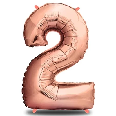 Abbildung von envami® Folienballon Zahl Geburtstagsdeko Rosegold 100cm Deko zum Geburtstag Luftballon Zahlen Dekoration Happy Birthday Mädchen Fliegt mit Helium (Zahl 2)