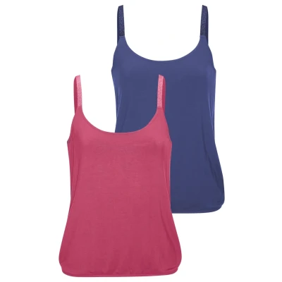 Abbildung von Vivance Trägertop &quot;mit elastischen Glitzerträgern&quot;, (2er Pack), aus weichem Viskose Stretch