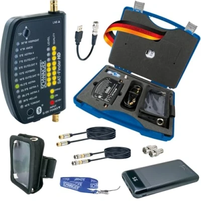 Abbildung von SCHWAIGER SF9003BTSET SAT Finder Satelliten Satellitenerkennung Set im Transportkoffer Ausrichtung Satellitenschüssel für alle LNBs geeignet