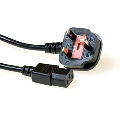 Abbildung von ACT Kaltgerätekabel 1m (UK Stecker), C13 Kabel, PC Stromkabel, Typ G Stecker auf 3 Pin Schutzkontakt gewinkelt AK5441