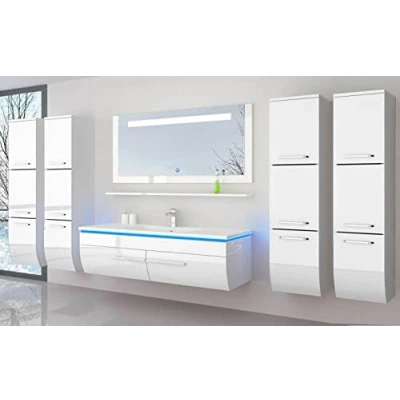 Abbildung von danny Homeline Badmöbel Set Hochglanz lackiert Komplett MDF Holz (120 Single Becken mit 4X Hochschrank, Weiss)