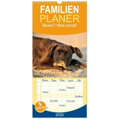 Abbildung von Familienplaner 2025 Boxer? Was sonst! mit 5 Spalten (Wandkalender, 21 cm x 45 cm), CALVENDO