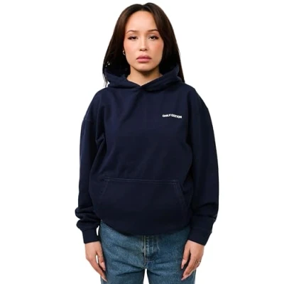 Abbildung von behype. Damen Heavy Oversize Hoodie Kapuzenpullover Einfarbig Pullover Unifarben Kapuzen Sweatshirt Für Frauen DC_Damen_6032 Navy Washed L