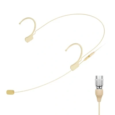Abbildung von KIMAFUN Headset Mikrofon Professionelles Ohrhörer Kondensatormikrofon zum Über Ohr Hängen, Kompatibel mit Audio Technica Wireless System Bodypack Sender, Beige, Hirose 4Pin Plug, HC 810 T4