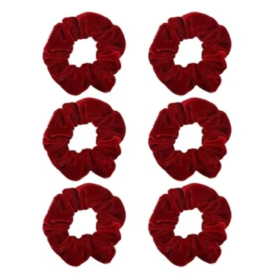 Abbildung von EUPSIIU 6 Stück Haarringe für Damen, Scrunchies, Haargummis Seide Scrunchies Satin, Zopfgummis, Pferdeschwanzhalter, Haarband aus Seide, Mehrweg, Haarschmuck Mädchen Damen (Rot)