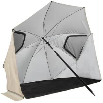 Abbildung von VirtuFit Premium Strandsonnenschirm Windschutz 225cm Beige Strandparasol