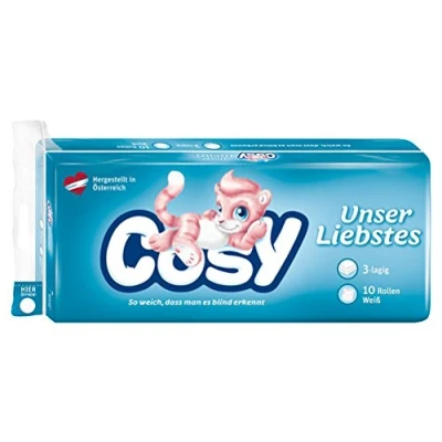 Abbildung von Cosy Toilettenpapier 3 lagig, weiß, 10 x 150 Blatt Rollen