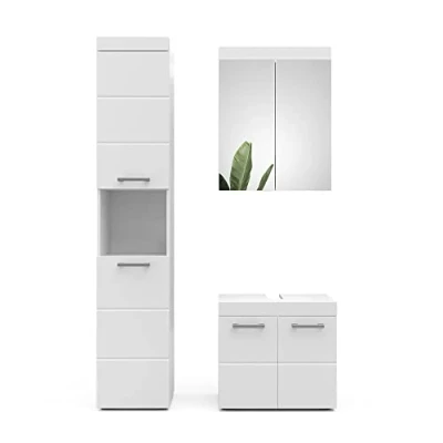 Abbildung von Vicco Badmöbel Set Luna, Weiß, 3 Teile, mit Hochschrank