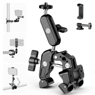Abbildung von NEEWER Super Clamp mit 3&quot; Dual Kugelkopf Magic Arm, Kamera Handyhalterung 1/4&quot; 3/8&quot; Gewinde Cold Shoe Handyhalterung, Action Adapter kompatibel GoPro DJI iPhone 16 15 Pro Max ST88