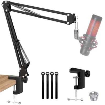 Abbildung von SUNMON Mikrofonarm für HyperX QuadCast Universal Mic Boom Arm Mikrofon Ständer Tisch mit kabelkanal, einstellbar 3/8&quot; bis 5/8&quot; Adapter Blue Snowball, Yeti, SoloCast, Fifine AM8，QuadCast S