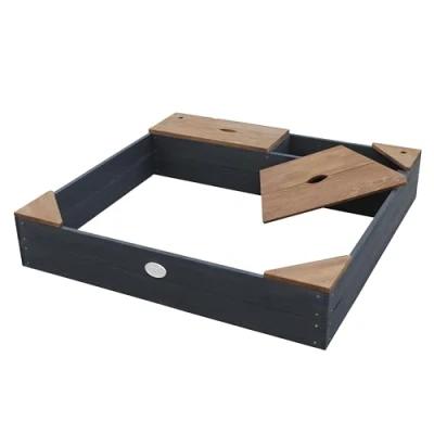 Abbildung von AXI Sandkasten Amy aus FSC Holz mit Abdeckplane in Anthrazit &amp; Braun Sand Kasten Abdeckung für Kinder Sitzbank, Sitzecken Stauraum 115 x cm