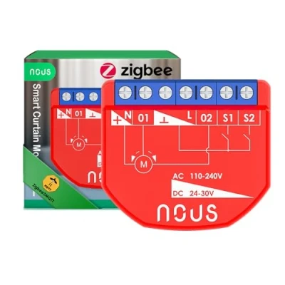 Abbildung von NOUS ZigBee Smart Curtain Module, AC 16A/DC 10A, Trockenkontakte, 3.0 Hub erforderlich, Kompatibel mit Alexa, Zigbee2MQTT, Google Assistant, Home Tuya