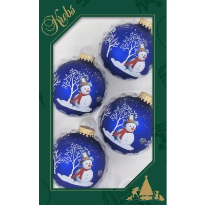 Abbildung von Krebs Glas Lauscha Weihnachtsbaumkugel Schneemann, Weihnachtsdeko, Christbaumschmuck, Christbaumkugeln (4 St)
