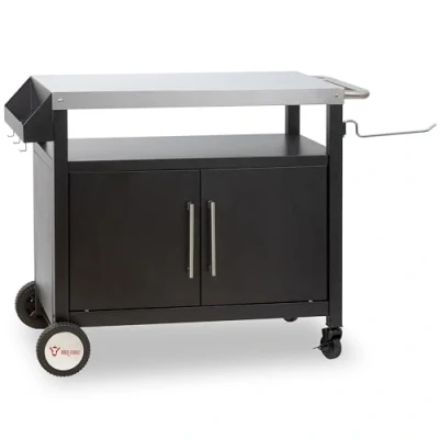 Abbildung von BBQ Toro Grillwagen 103,5 x 59 81 cm Silber/Schwarz Grilltisch mit großer Arbeitsfläche Grill Beistelltisch, Outdoor Trolley, Outdoor, Servierwagen, Garten Trolley