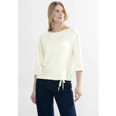 Abbildung von Cecil Struktur MIX Langarmshirt, Damen, Größe: XS, Weiß
