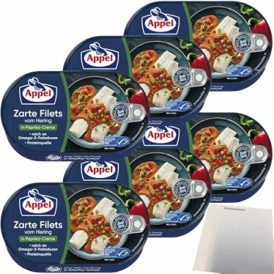 Abbildung von usy Bundle für Appel Zarte Filets vom Hering in Paprika Creme 6er Pack (6x200g Dose) + Block
