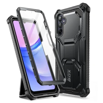 Abbildung von i Blason Armorbox Hülle für Samsung Galaxy A16, Robust Schutzhülle Bumper Case 360 Grad Handyhülle mit integriertem Displayschutz, Ständer und Gürtelclip (Schwarz)