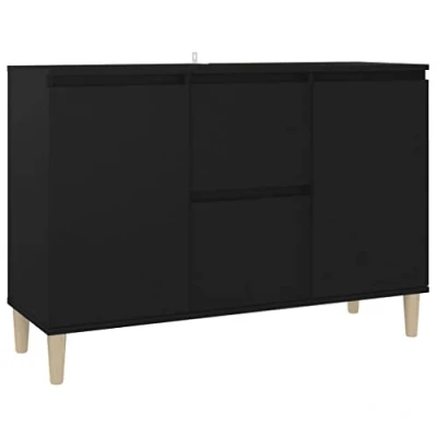 Abbildung von vidaXL Sideboard 2 Schubladen Türen Kommode Anrichte Schrank Mehrzweckschrank Beistellschrank Standschrank Schwarz 103,5x35x70cm Holzwerkstoff