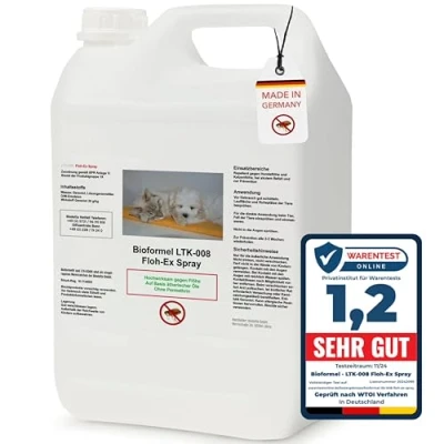 Abbildung von Biodelta Anti Flohspray 5L für Hund Katze Floh Ex Umgebungsspray Haustier Hundeflöhe Katzenflöhe bekämpfen bei akutem Befall &amp; präventiv Flöhe Spray Wohnung Möbel Bett hochwirksam