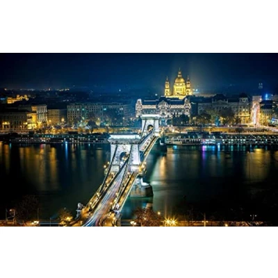 Abbildung von Szechenyi Kettenbrücke Budapest Ungarn Donau Stadt Nacht Diy 5D Diamond Painting By Number Unique Kits Home Wall Decor Crystal Strass