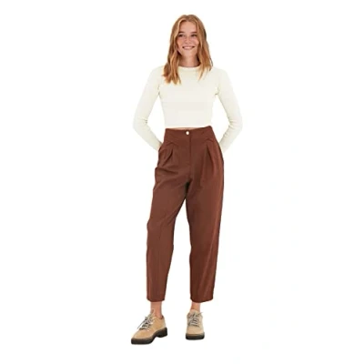 Abbildung von TRENDYOL Damen Braune Gestreifte Hose Pants, Braun, 36 EU
