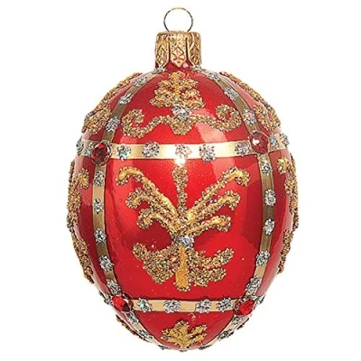 Abbildung von Unbekannt Christbaumkugeln Figure (Faberge Ei 6cm rot) Weihnachtskugeln Weihnachtsbaumschmuck Christbaumschmuck Deko Glas