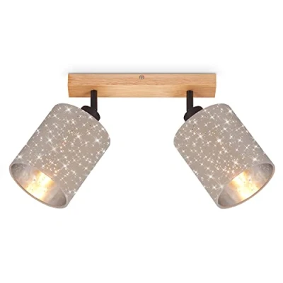 Abbildung von Briloner Leuchten Deckenspot Spotleuchte, taupe, Holz, 2xE27 exkl.