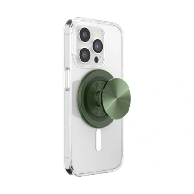Abbildung von PopSockets: PopGrip Round für MagSafe Inklusive Adapterring Ausziehbarer Sockel und Griff mit einem Austauschbarem Top Smartphones Hüllen Alum Radial Olive