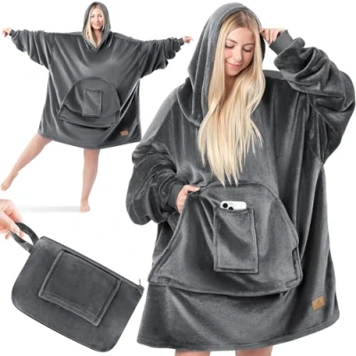 Abbildung von Wohndecke, KESSER, Hoodie Decke Kuscheldecke mit Ärmeln