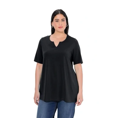Abbildung von Ulla Popken Halbarm Tshirt basic, Damen, Größe: 62/64, Black