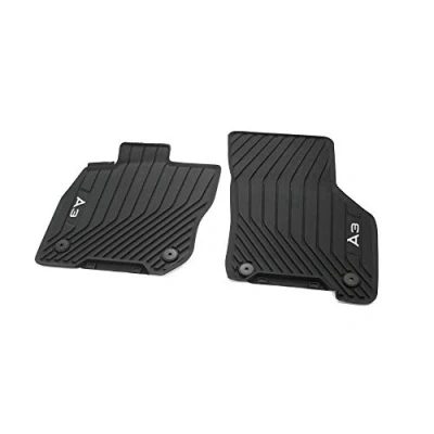 Abbildung von Audi 8Y1061501B041 Gummi Fußmatten Allwettermatten 2X Gummimatten vorn, mit A3 Schriftzug, nur für Mild Hybrid, Schwarz
