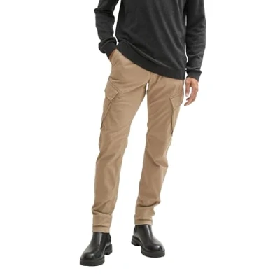 Abbildung von TOM Tailor Weiche Tapered Cargohose, Herren, Größe: Small, Mountain taupe
