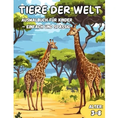 Abbildung von Tiere der Welt: Ausmalbuch für Kinder Einfach und Spaßig: Ein kreatives Malbuch von 3 8 Jahren mit niedlichen Dschungel , Bauernhof Meerestieren, ideal kleine Künstler.