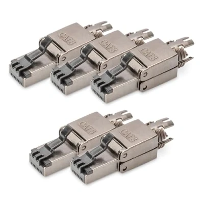 Abbildung von DIGITUS DN 93837 Netzwerkstecker Cat 8.1 5 Stück 360 Geschirmt RJ45 Feldstecker Cat8 Werkzeuglos 2000 MHz 25GBase T / 40GBase 25 Gbit/s 40 AWG 26/7 bis 22/1