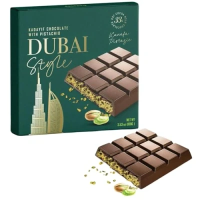 Abbildung von PREISSIERGER! Dubai Schokolade (XL) mit Pistazie &amp; Kunafeh Nach Original Rezeptur Handgemacht! Virale TikTok Hype EXTREM Schneller Versand (100g, Milchschokolade)