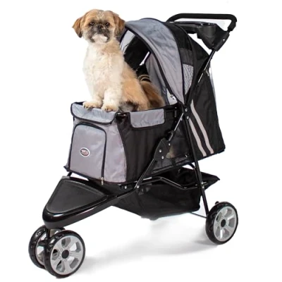 Abbildung von Haustier Buggy All Terrain ips 01 Hunde Tragetasche, Trolley, Trailer, InnoPet, Buggy. Zusammenklappbar Pet Buggy, Kinderwagen, Kinderwagen für und Katzen Grau / Schwarz Silber