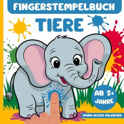 Abbildung von Fingerstempelbuch ab 2: Tiere Fingerstempel Buch mit Lustige Fakten für Kinder Fingerstempeln, Malen und Basteln! Fingerfarben Stempelbuch Jungen Mädchen