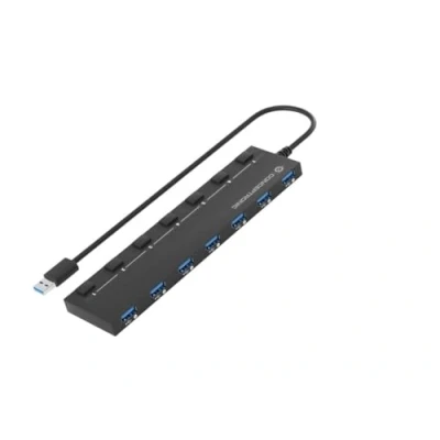 Abbildung von CONCEPTRONIC HUBBIES19BP 7 Port USB 3.0 HUB mit Netzteil, 90 cm Kabel, individuellem Netzschalter, 3.2 Gen 1