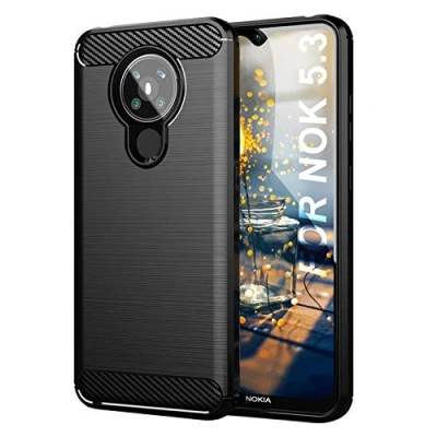 Abbildung von SCL Nokia 5.3 Hülle für Hülle, [Schwarz] Handyhülle Exquisite Serie Carbon Design Schutzhülle mit Anti Kratzer und Stoß Absorbtion Technologie