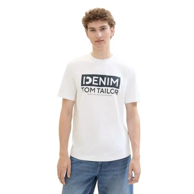 Abbildung von TOM Tailor Denim MIT LOGO Tshirt print, Herren, Größe: Small, White