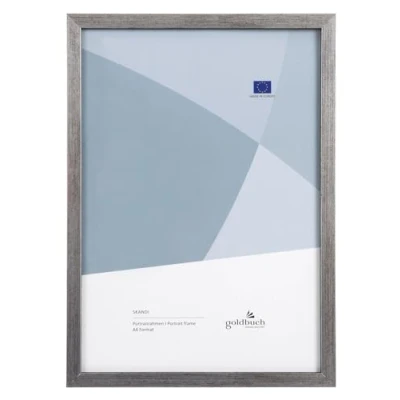 Abbildung von goldbuch Bilderrahmen Skandi DIN A4, Einzelrahmen aus Echt Holz, Portraitrahmen zum Stellen, Holzrahmen mit Wandhalterung, Foto Rahmen, Frame Silber, 90 0496