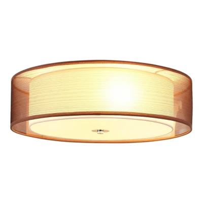 Abbildung von Lindby Deckenlampe Tobia, braun, Textil, Ø 50 cm, E27