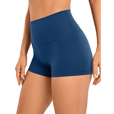 Abbildung von CRZ Yoga Womens Kurze Sporthose Laufshorts Sommer Radlerhose High Waist Fitness Shorts ButterLuxe 6.3/10/15/20/25cm FRANZÖSISCHE MARINE 42