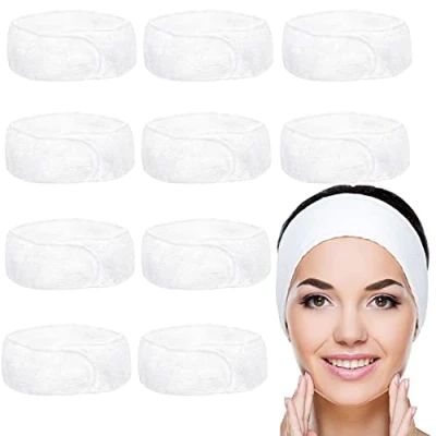 Abbildung von Belle Vous Haarband White Terry Cloth Headband 10 Hairbands for Makeup, 1 tlg.,