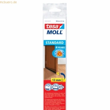 Abbildung von Tesa Dichtlippe Moll Türbodendichtung Zugluftstopper Doppeldichtung Schiene, L: 100 cm